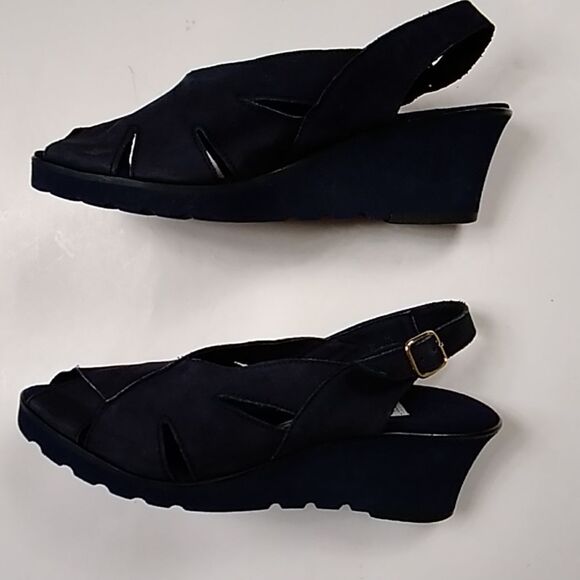 Vintage Andre Assous Made In Spain Handmade Suede Black Women Shoes Size 6